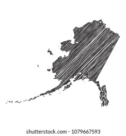 Scribble map of Alaska. Sketch Country map black for infographic , brochures and presentations. isolated on white background. Vector illustration eps 10.