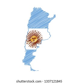 Scribble map of Argentina. Sketch Country map for infographic , brochures and presentations. Vector illustration eps 10.