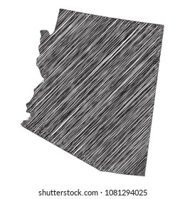 Scribble map of Arizona. Sketch Country map black for infographic , brochures and presentations. isolated on white background. Vector illustration eps 10.