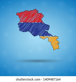 Scribble map of Armenia. Sketch Country map for infographic, brochures and presentations, Stylized sketch map of Armenia. Vector illustration eps 10.