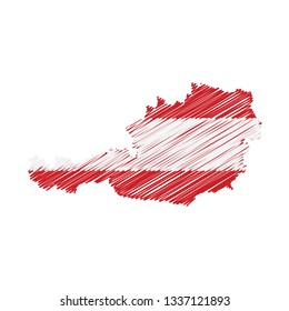 Scribble map of Austria. Sketch Country map for infographic , brochures and presentations. Vector illustration eps 10.