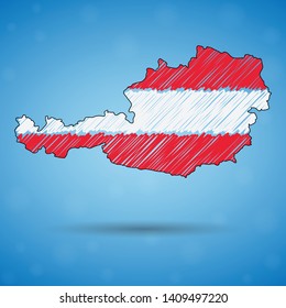 Scribble map of Austria. Sketch Country map for infographic, brochures and presentations, Stylized sketch map of Austria. Vector illustration eps 10.