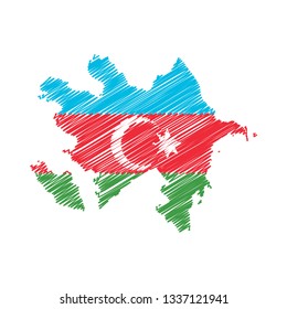 Scribble map of Azerbaijan. Sketch Country map for infographic , brochures and presentations. Vector illustration eps 10.
