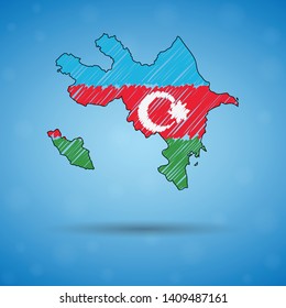 Scribble map of Azerbaijan. Sketch Country map for infographic, brochures and presentations, Stylized sketch map of Azerbaijan. Vector illustration eps 10.