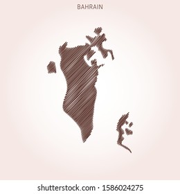 Scribble Map of Bahrain Design Template