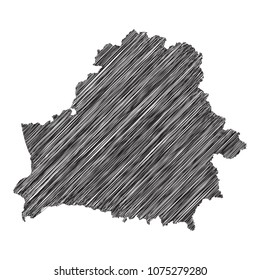 Scribble map of Belarus. Sketch Country map black for infographic , brochures and presentations. isolated on white background. Vector illustration eps 10.