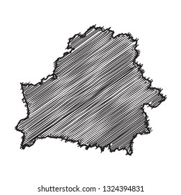 Scribble map of Belarus. Sketch Country map black for infographic , brochures and presentations. isolated on white background. Vector illustration eps 10.
