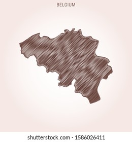 Scribble Map of Belgium Design Template