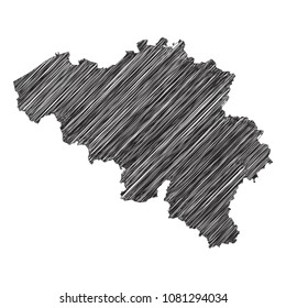 Scribble map of Belgium. Sketch Country map black for infographic , brochures and presentations. isolated on white background. Vector illustration eps 10.