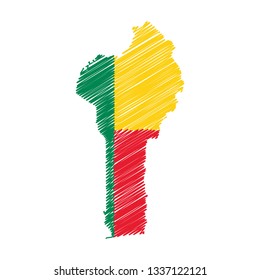 Scribble map of Benin. Sketch Country map for infographic , brochures and presentations. Vector illustration eps 10.