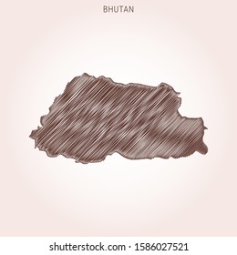Scribble Map of Bhutan Design Template