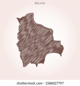 Scribble Map of Bolivia Design Template