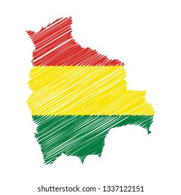 Scribble map of Bolivia. Sketch Country map for infographic , brochures and presentations. Vector illustration eps 10.