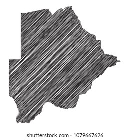 Scribble map of Botswana. Sketch Country map black for infographic , brochures and presentations. isolated on white background. Vector illustration eps 10.