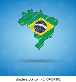 Scribble map of Brazil. Sketch Country map for infographic, brochures and presentations, Stylized sketch map of Brazil. Vector illustration eps 10.