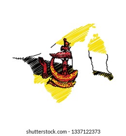 Scribble map of Brunei. Sketch Country map for infographic , brochures and presentations. Vector illustration eps 10.