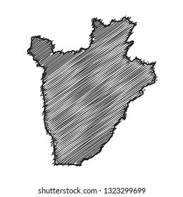Scribble map of Burundi. Sketch Country map black for infographic , brochures and presentations. isolated on white background. Vector illustration eps 10.