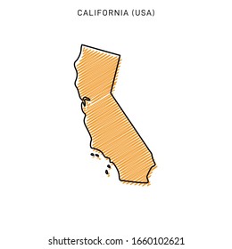 Scribble Map of California Design Template