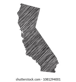 Scribble map of California. Sketch Country map black for infographic , brochures and presentations. isolated on white background. Vector illustration eps 10.