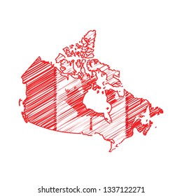 Scribble map of Canada. Sketch Country map for infographic , brochures and presentations. Vector illustration eps 10.