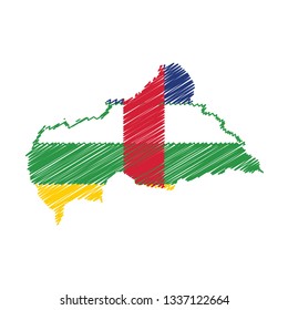 Scribble map of Central African Republic. Sketch Country map for infographic , brochures and presentations. Vector illustration eps 10.