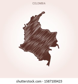 Scribble Map of Colombia Design Template