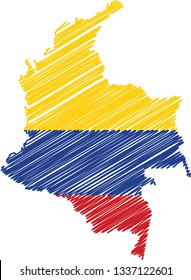 Scribble map of Colombia. Sketch Country map for infographic , brochures and presentations. Vector illustration eps 10.