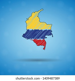 Scribble map of Colombia. Sketch Country map for infographic, brochures and presentations, Stylized sketch map of Colombia. Vector illustration eps 10.