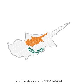 Scribble map of Cyprus. Sketch Country map for infographic , brochures and presentations. Vector illustration eps 10.