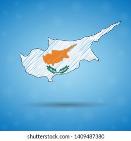 Scribble map of Cyprus. Sketch Country map for infographic, brochures and presentations, Stylized sketch map of Cyprus. Vector illustration eps 10.