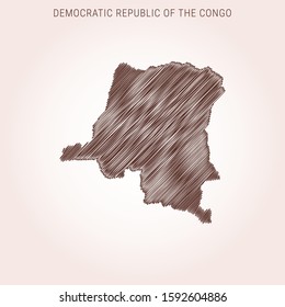 Scribble Map of Democratic Republic of the Congo Design Template