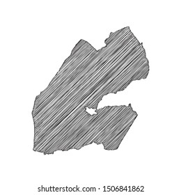 Scribble map of Djibouti black drawing, pencil sketch on white background. Vector illustration eps10.