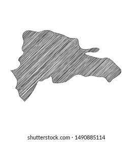 Scribble map of Dominican Republic black drawing, pencil sketch on white background. Vector illustration eps10.