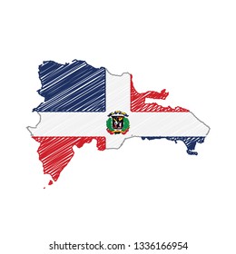 Scribble map of Dominican Republic. Sketch Country map for infographic , brochures and presentations. Vector illustration eps 10.
