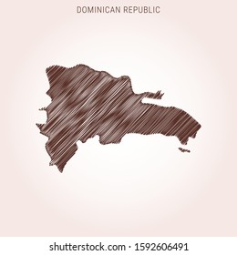 Scribble Map of Dominican Republic Vector Design Template