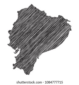 Scribble map of Ecuador. Sketch Country map black for infographic , brochures and presentations. isolated on white background. Vector illustration eps 10.