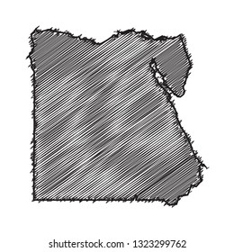 Scribble map of Egypt. Sketch Country map black for infographic , brochures and presentations. isolated on white background. Vector illustration eps 10.