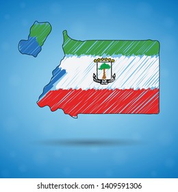 Scribble map of Equatorial Guinea. Sketch Country map for infographic, brochures and presentations, Stylized sketch map of Equatorial Guinea. Vector illustration eps 10.