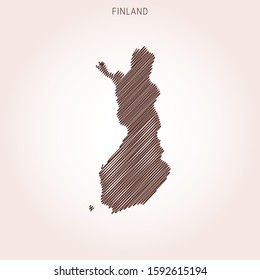 Scribble Map of Finland Vector Design Template