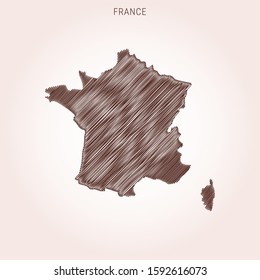 Scribble Map of France Vector Design Template