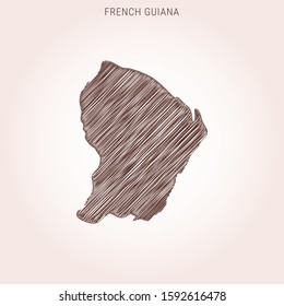 Scribble Map of French Guiana Vector Design Template