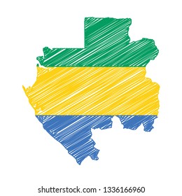 Scribble map of Gabon. Sketch Country map for infographic , brochures and presentations. Vector illustration eps 10.