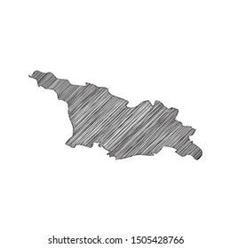 Scribble map of Georgia black drawing, pencil sketch on white background. Vector illustration eps10.