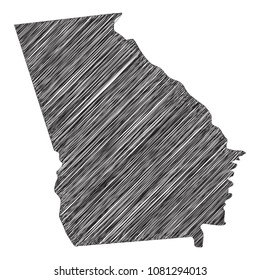 Scribble map of Georgia. Sketch Country map black for infographic , brochures and presentations. isolated on white background. Vector illustration eps 10.