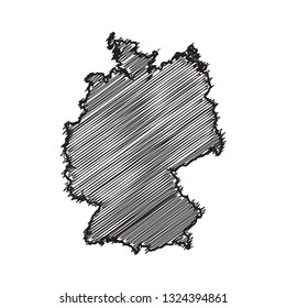 Scribble map of Germany. Sketch Country map black for infographic , brochures and presentations. isolated on white background. Vector illustration eps 10.