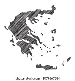 Scribble map of Greece. Sketch Country map black for infographic , brochures and presentations. isolated on white background. Vector illustration eps 10.