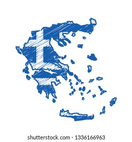 Scribble map of Greece. Sketch Country map for infographic , brochures and presentations. Vector illustration eps 10.