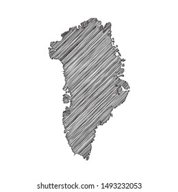 Scribble map of Greenland black drawing, pencil sketch on white background. Vector illustration eps10.