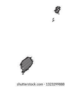 Scribble map of Grenada. Sketch Country map black for infographic , brochures and presentations. isolated on white background. Vector illustration eps 10.