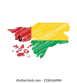 Scribble map of Guinea Bissau. Sketch Country map for infographic , brochures and presentations. Vector illustration eps 10.